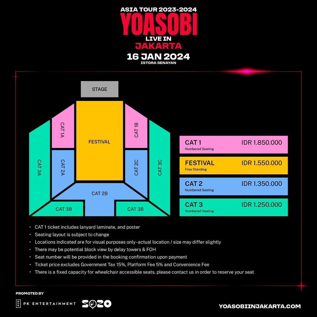 Harga Tiket dan Seatplan Konser Yoasobi Jakarta 2024